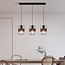Industrial pendant light Hira - black with woven rattan