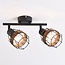 Harun ceiling lamp in rattan and black metal, 2-light