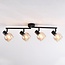 4-light ceiling light Pela - amber glass and black with adjustable spotlights
