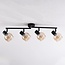 4-light ceiling light Pela - amber glass and black with adjustable spotlights