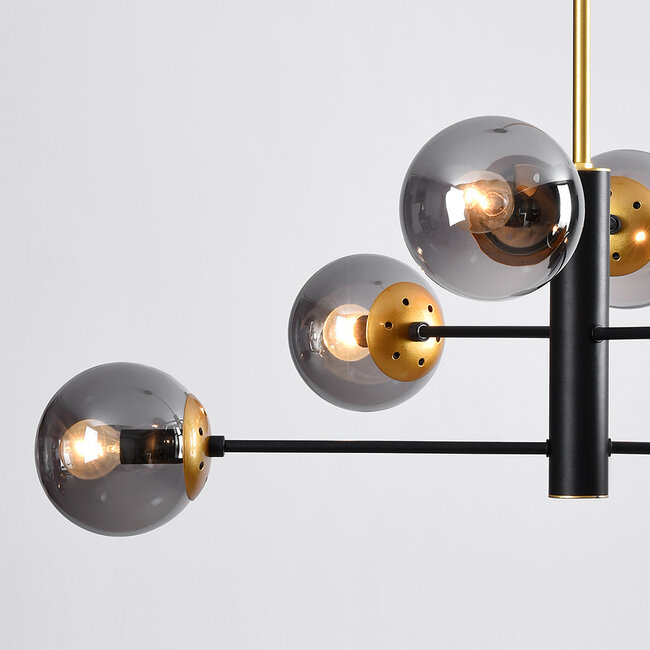Damian 6-light pendant lamp - smoked glass