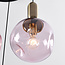 4-light pendant lamp Kevin with wavy red glass