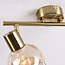 2-light ceiling spotlight Phiene - amber glass and brass gold