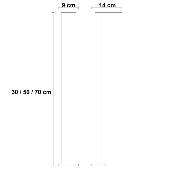 Industrial standing outdoor lamp with square head, 70 cm - Simone