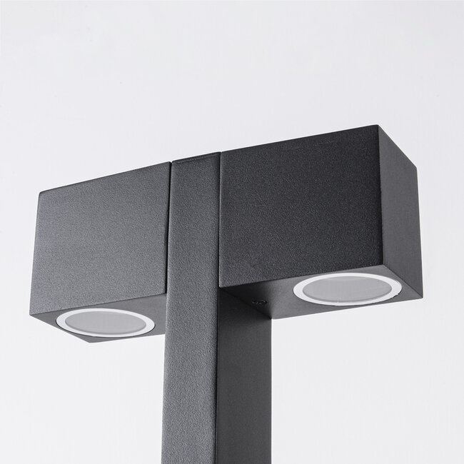 Simone 2-light outdoor standing lamp with 2 square heads