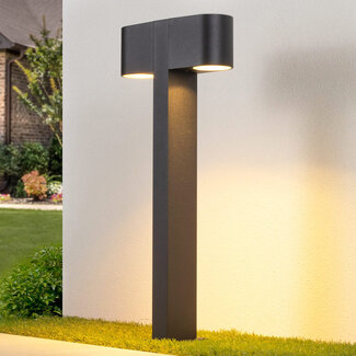 Simone 2-light Industrial outdoor floor lamp with 2 round heads