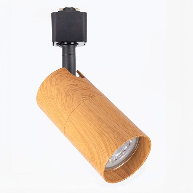 1-phase Track spotlights black with mahogany wood effect - Loek