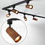Modern 1-phase track lighting system, 3 metres, black with walnut wood effect - Loek
