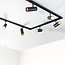 Modern 1-phase track lighting system, 3 metres, with Liam spotlights with golden detailing