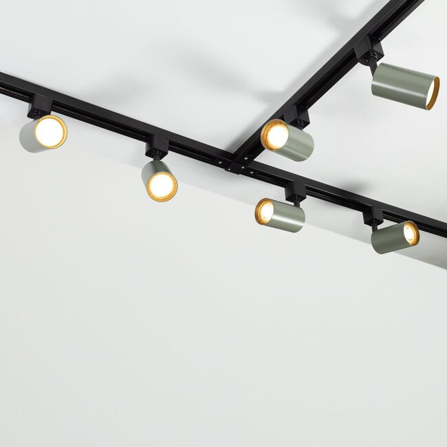 Track spotlight 1-phase Romain in grey-green