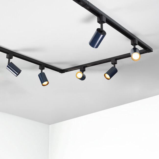 1-phase Track lighting system 3 metres - Romain Black with cobalt blue