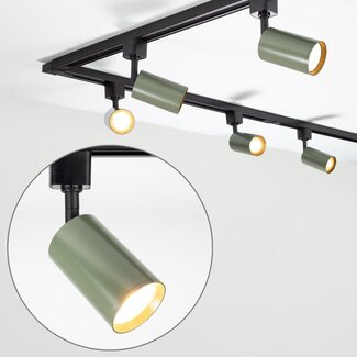 1-phase track system set 3 metres with Romain spotlights in grey-green
