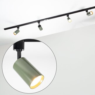 1-phase track system set 1.5 metres with Romain spotlights in grey-green