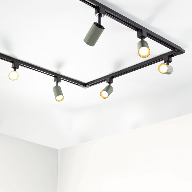 1-phase Track lighting system 1.5 metres - Romain Black with grey green
