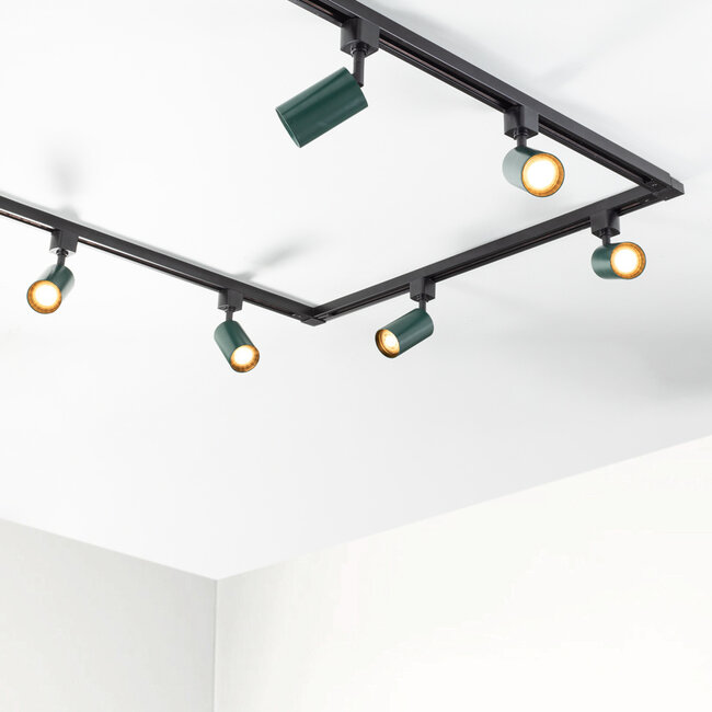 1-phase Track lighting system 1.5 metres - Romain Black with moss green