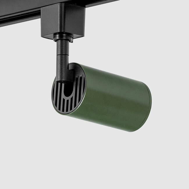 1-phase Track lighting system, 3 metres, Romain Black with olive green
