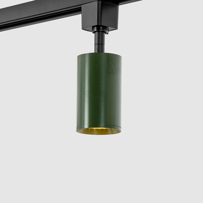 1-phase Track lighting system, 3 metres, Romain Black with olive green