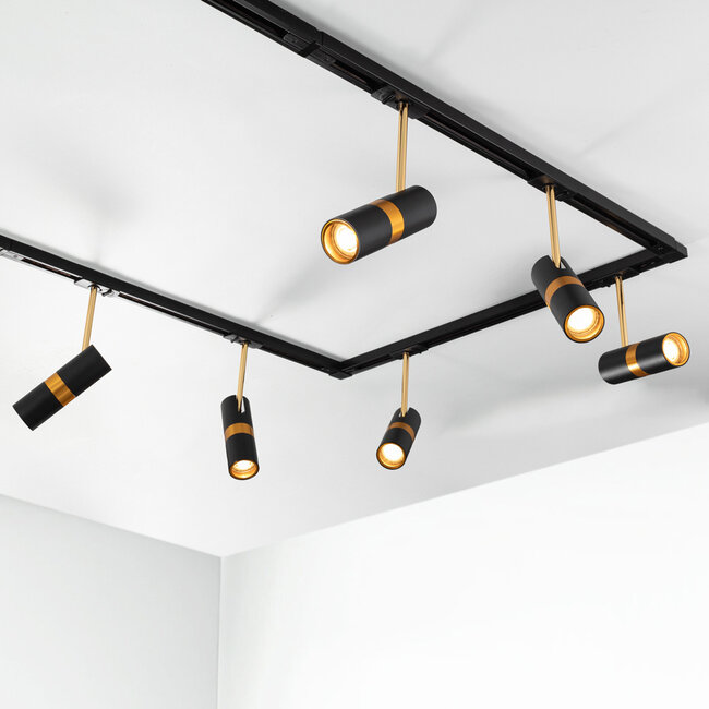 1-phase track system set 1.5 metres with Timeo spotlights, black and gold