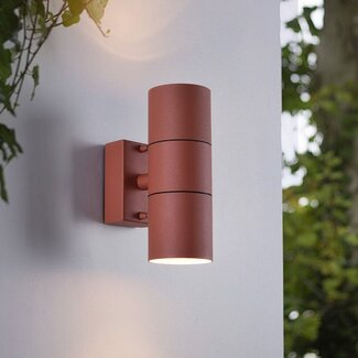 2-light wall lamp Giorgia in rust brown, IP44