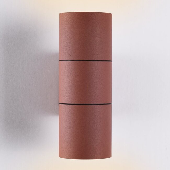 2-light wall lamp Giorgia in rust brown, IP44