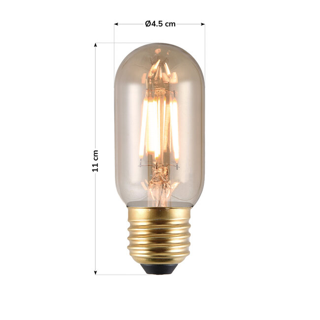 4W 2200K LED filament tube lamp, Amber glass - dimmable