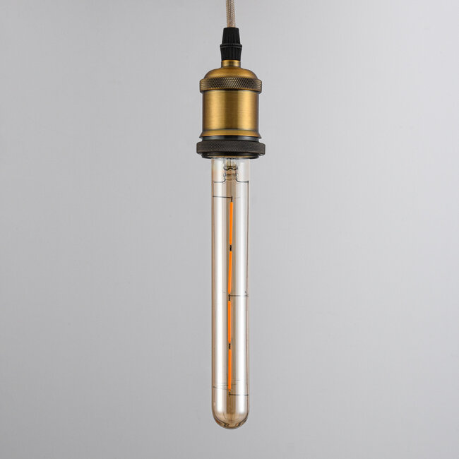 E27 dimmable tube lamp Amber glass with 4-wire filament 22.5 cm, 4W, 2200K