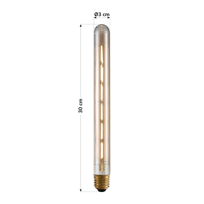 E27 filament tube lamp Amber glass with filament 6W 2200K, 30 cm - dimmable
