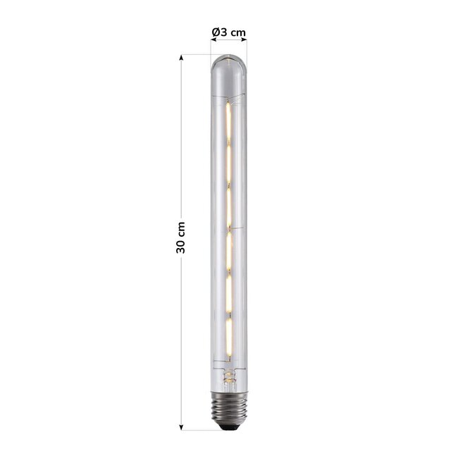 E27 filament tube lamp clear glass 6W 2700K, 30 cm - dimmable
