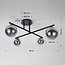4-light ceiling light Nymo - smoked glass in black