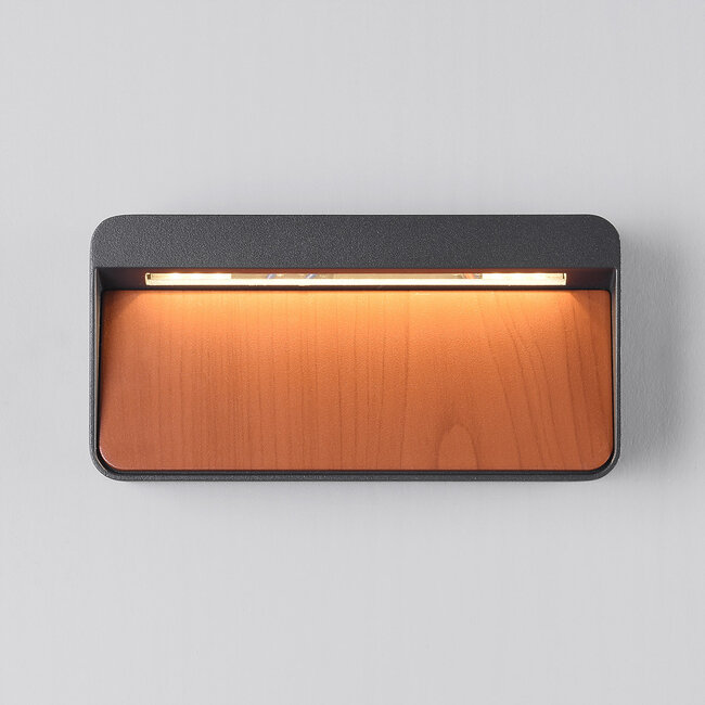 Primo outdoor wall light - wood and anthracite