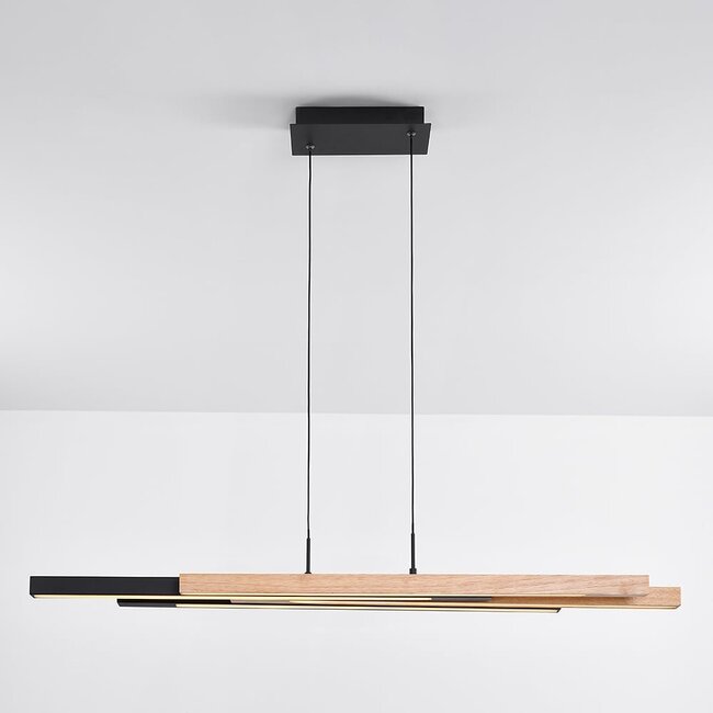 3-step dimmable LED pendant light Liana - black with light wood