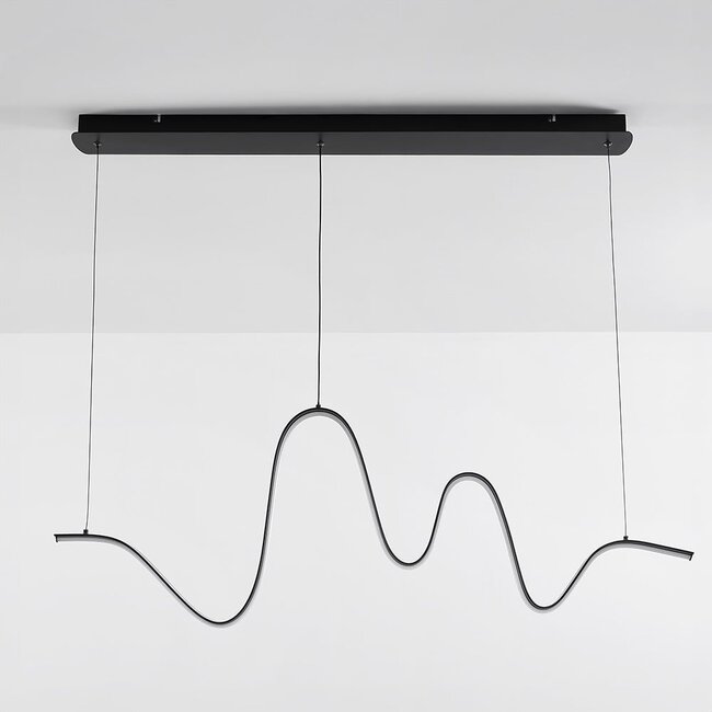 pendant light Linea - winding shape in black with 3-step dimmable LED