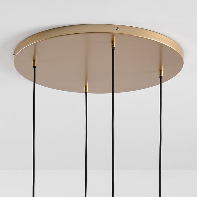 4-light pendant light Nisa - amber and smoked glass with gold