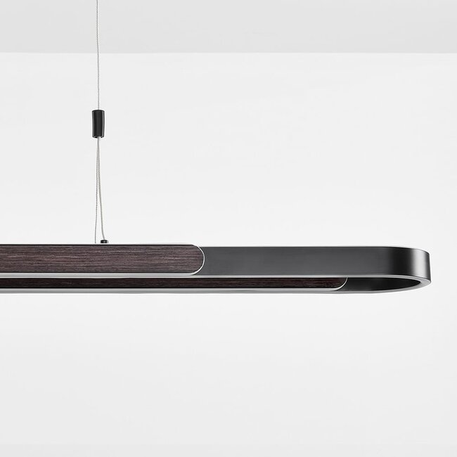 Lilia pendant lamp designer lighting with 3-step dimmable LEDs - Black and dark wood