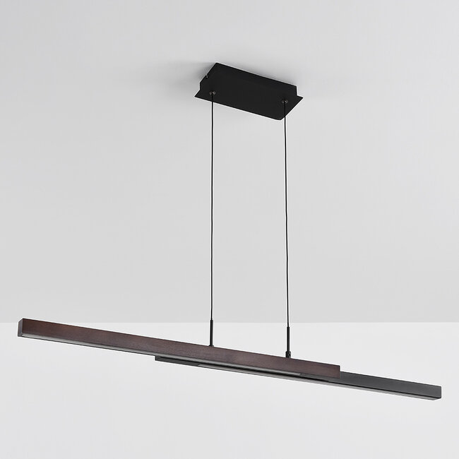 3-step dimmable LED pendant light Leia - black with dark wood