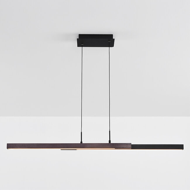 Design pendant light Leia with 3-step dimmable function - black with dark wood