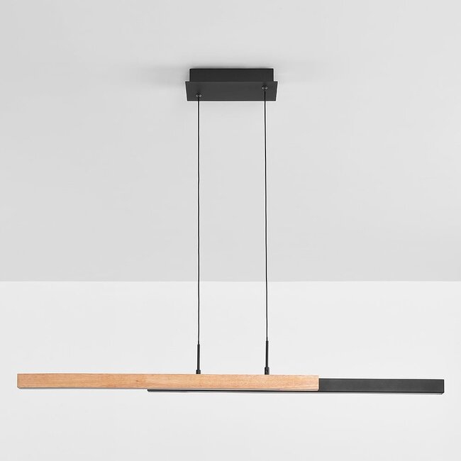 3-step dimmable LED pendant light Leia - black with light wood