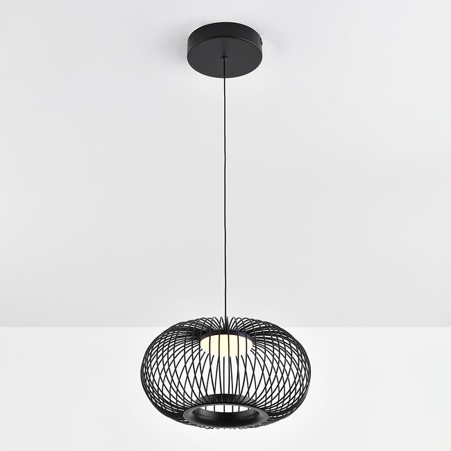 Black pendant lamp Kato with openwork shade, 3-step dimmable