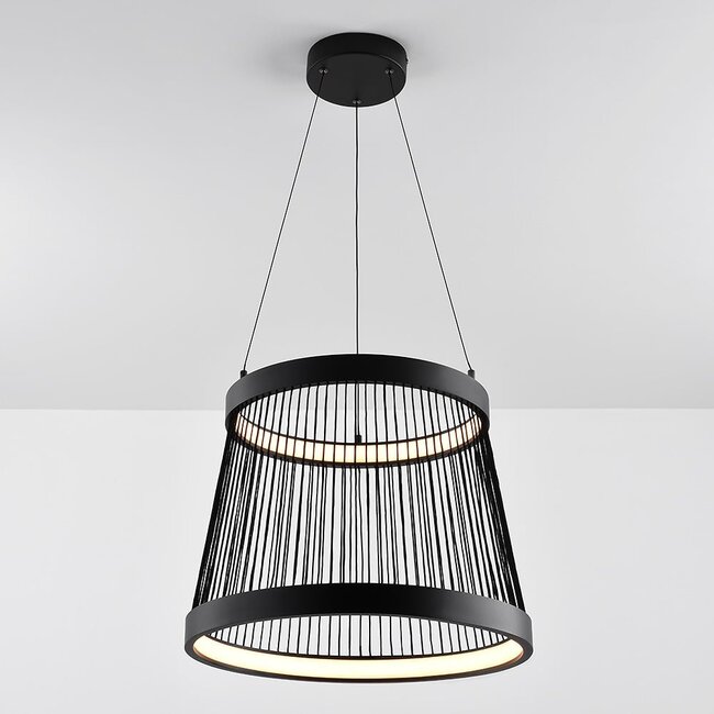 3-step dimmable LED pendant light Kae - black decorative cord
