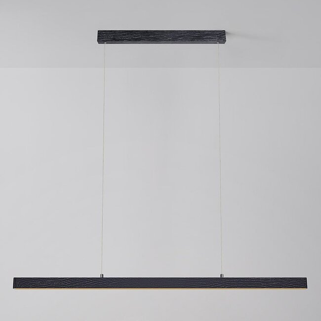 Minimalist Black pendant lamp Andre with wood pattern - 3-step dimmable