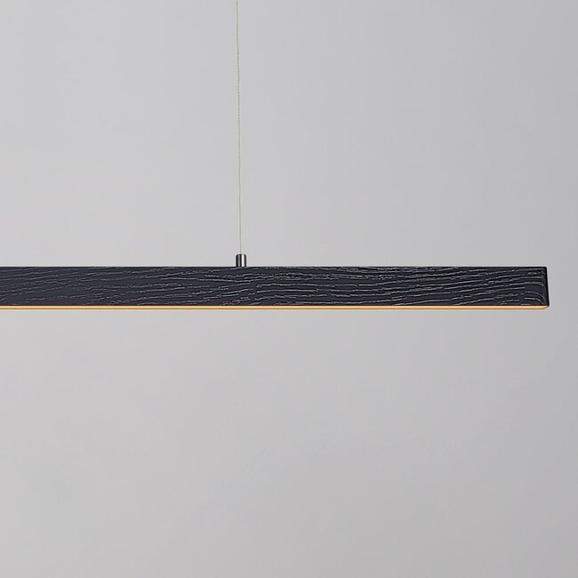 Minimalist Black pendant lamp Andre with wood pattern - 3-step dimmable