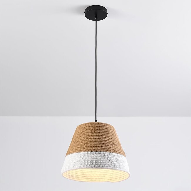 pendant light Hikari with cotton shade - neutral brown