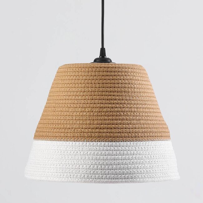 pendant light Hikari with cotton shade - neutral brown