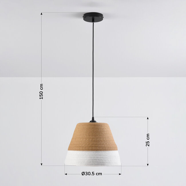 pendant light Hikari with cotton shade - neutral brown