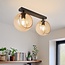 2-light ceiling light globeitique - black with amber glass