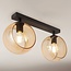 2-light ceiling light globeitique - black with amber glass