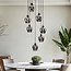 7-light pendant lamp in Black with Smoked glass grey glass - Hollister