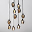 11-light pendant lamp in black with smoked glass grey glass - Hanford