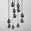 11-light pendant light Hanford - black with smoked grey glass