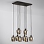 8-light pendant light Sidney - black with smoked grey glass